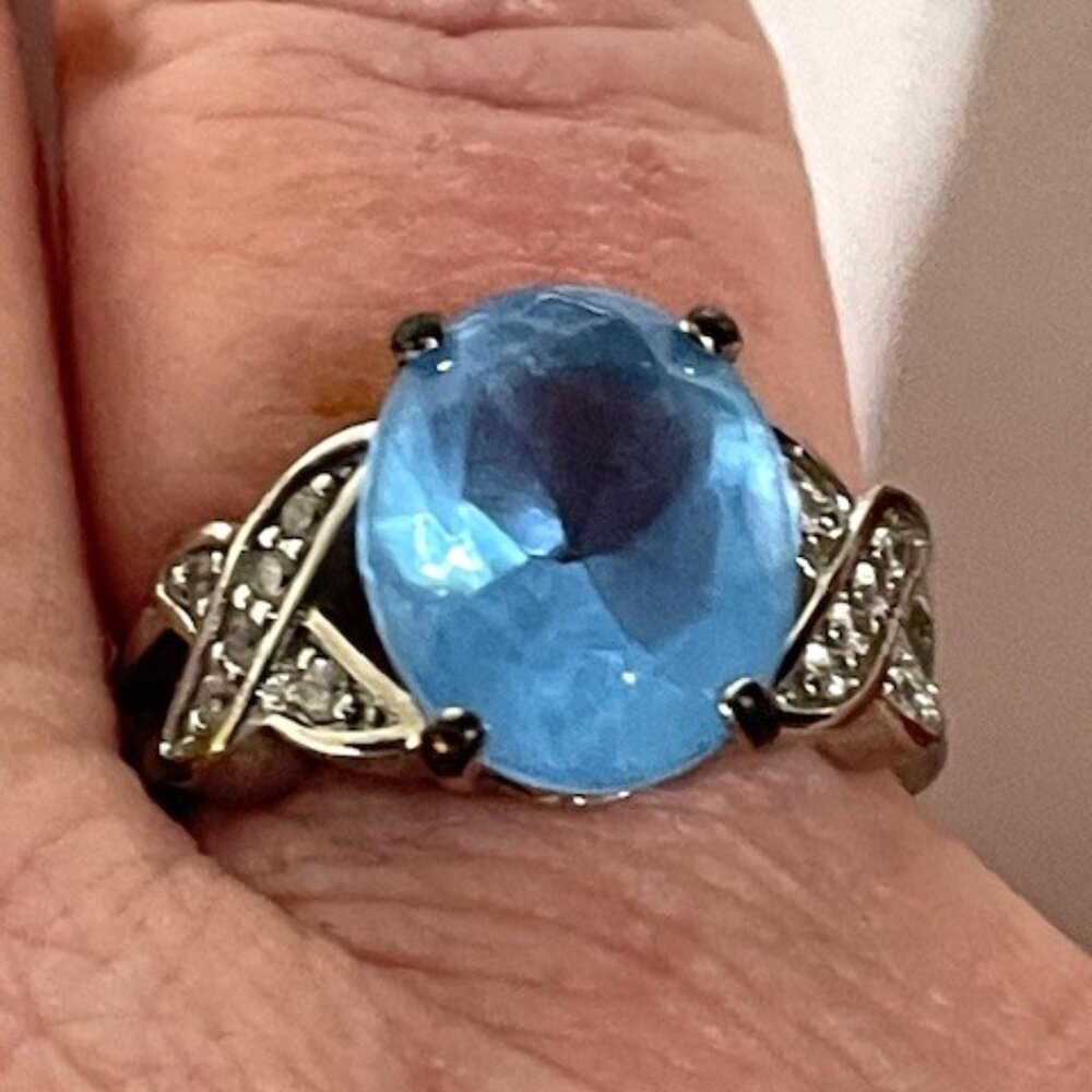 Blue topaz and silver ring.